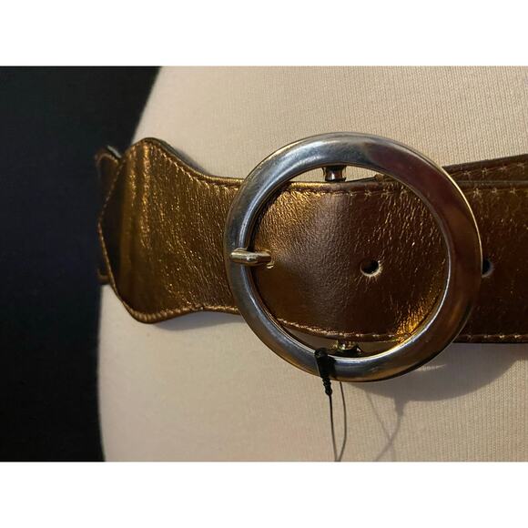 MARTINA MORI Metallic Bronze Leather Waist Belt sz OS (NWT) - Picture 3 of 12